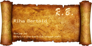 Riha Bertold névjegykártya